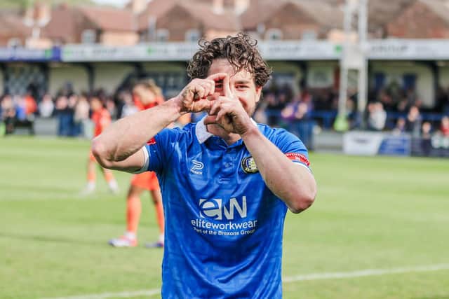 Declan Howe celebrates his and Gainsborough’s second