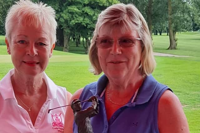 Super gran Jane Cowan with Lady Captain Lynn Worthington.