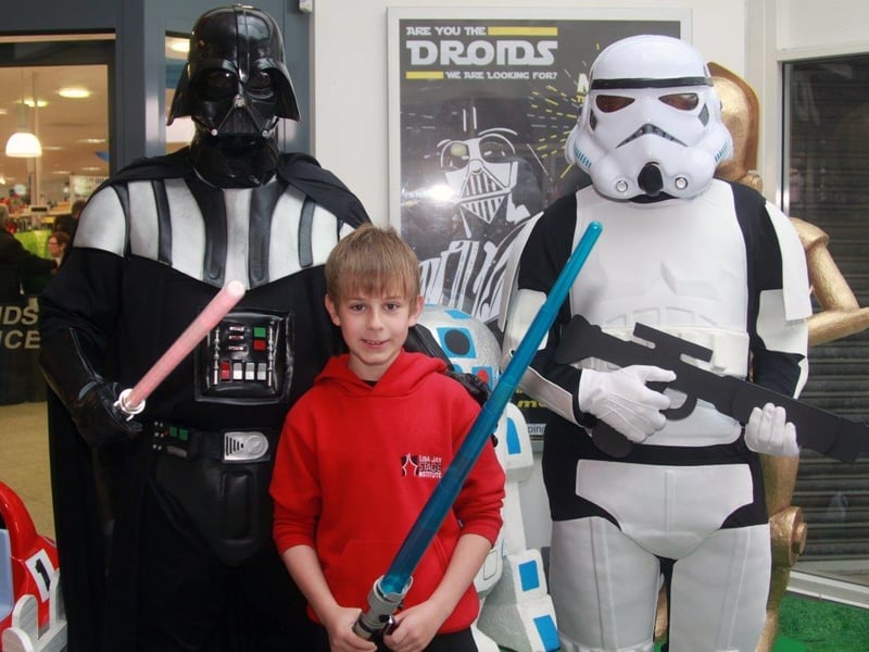 Skegness' Hildred Shopping Centre marking International Star Wars Day in 2013. Posing with Darth Vader and a stormtrooper was Jack Hurdman, nine, from Spilsby.