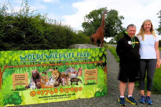 Horncastle Running Group's Laura Stott-Allworthy and Robin Harrison at Wolds Wildlife Park.