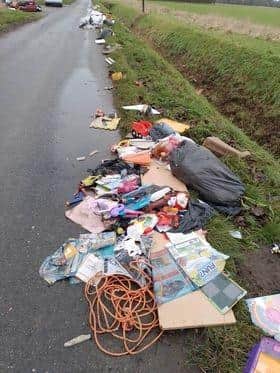 The flytip on Sheep Marsh Lane near North Cotes. Photo: Samantha Buckenham