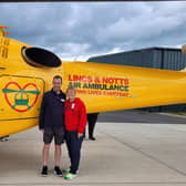 Anthony Wood and Katie Gyles visit air ambulance HQ.