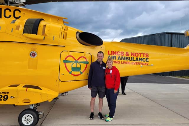 Anthony Wood and Katie Gyles visit air ambulance HQ.