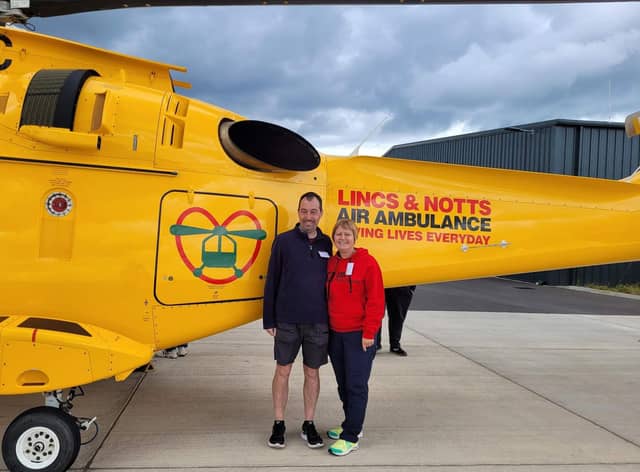 Anthony Wood and Katie Gyles visit air ambulance HQ.