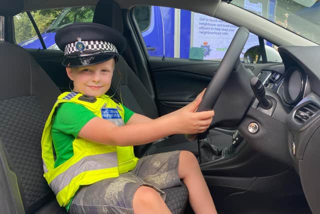 Young recruit Bobby Blackband-Malloy, 7, from Northampton, at the Skegness 999 Day
