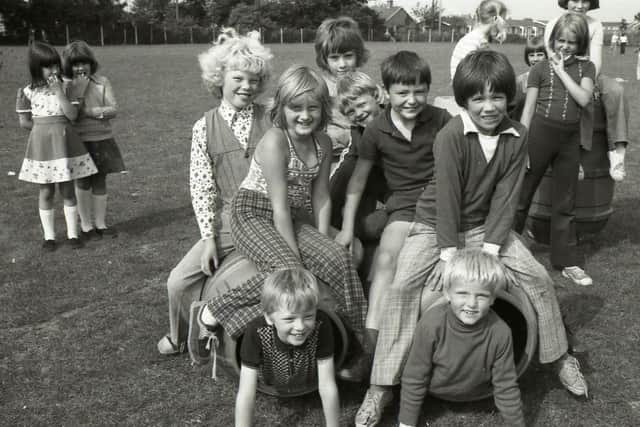 These barrels provided lots of fun for children in Kirton 45 years ago. Pictured in the barrels are Dale Burton, left, and Dean Blakey.