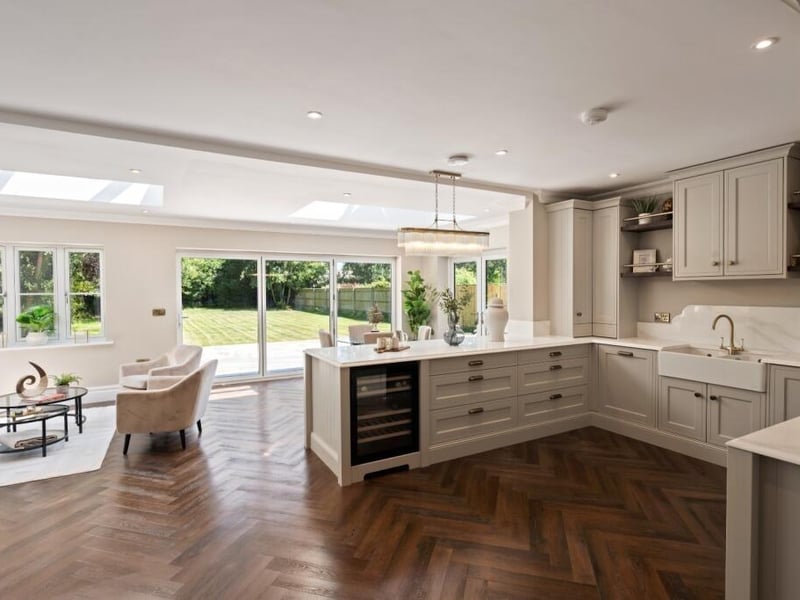 The kitchen and sitting/dining area.
