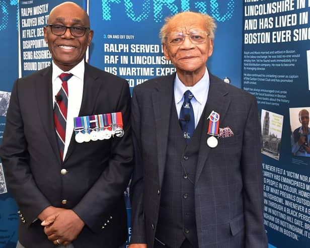 Left - RAF veteran Warrant Officer Donald Campbell who introduced Ralph Ottey (right)