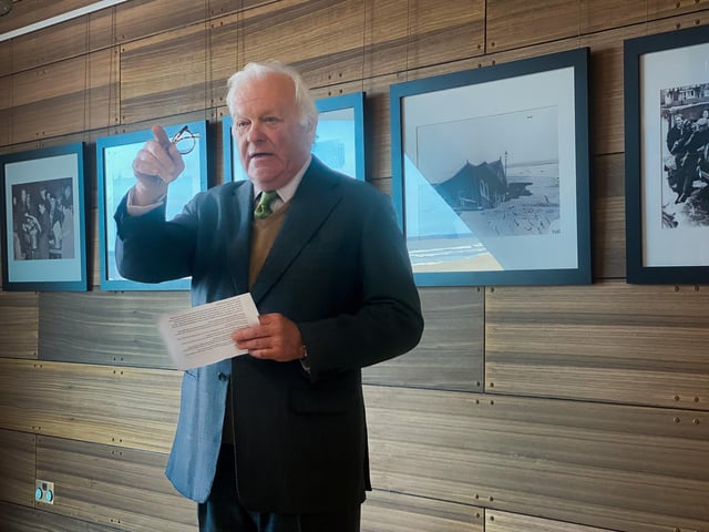 Lord Lieutenant of Lincolnshire Mr Toby Dennis opens the exhibition at the North Sea Observatory in Chapel Point.