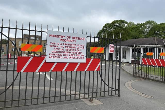 The entrance to RAF Scampton.