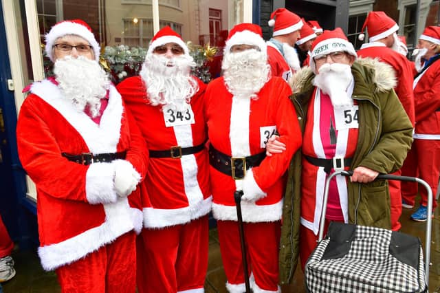 Ready for the off are (from left) Santas Marion Botterill, Mary Spindley, Brenda Merray and Liz Horton
