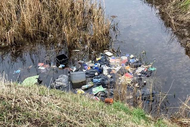 Fly-tipped waste left rotting in a dyke in the Boston area. Photo: Wyberton Wombles.