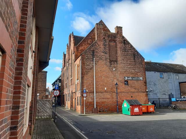 The Gothic rear of Shodfriars Hall.
