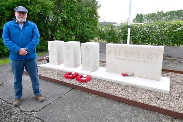 Paul Valleley, of the Friends of RAF Spilsby at the memorial which is sinking.