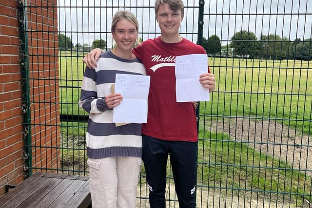 QEGS Horncastle's Claire Patrick, who achieved A* A A and George Parkinson, who got three A* and B in their A Levels.