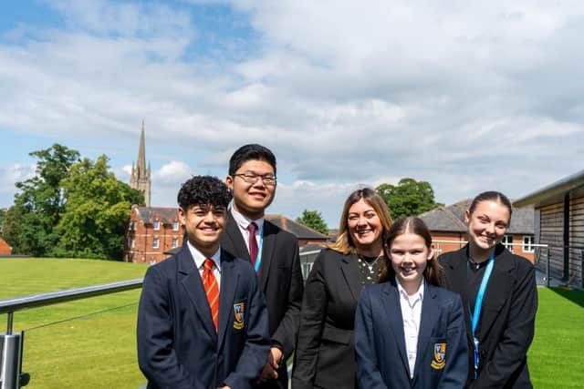 King Edward VI Grammar School celebrating their Ofsted.