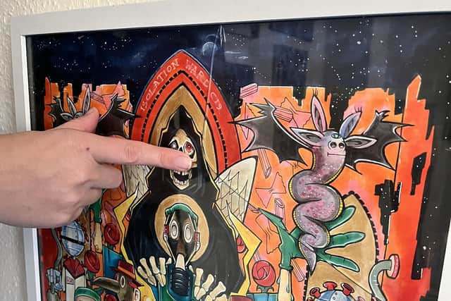 This artwork has been smashed or broken several times in the night.