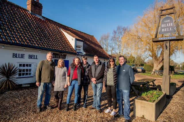 The seven new consortium members at the Blue Bell Inn.