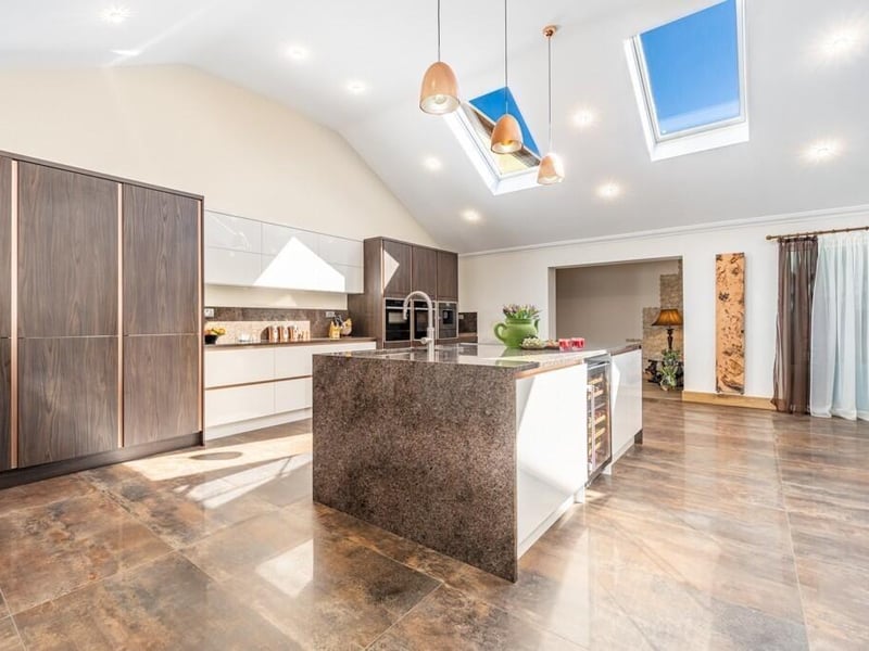 The kitchen area.