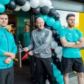 Pictured (from left) Guy Woods, gym manager, Paul Bastock, guest of honour, and Aaron Appleyard, assistant gym manager.