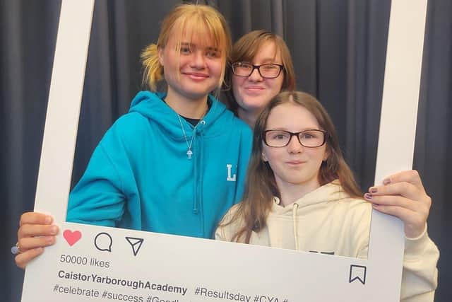 Students celebrating GCSE results