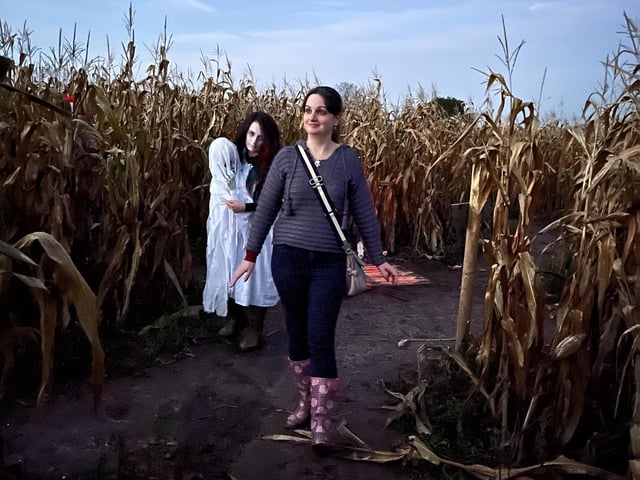 Reporter Rachel Armitage is haunted by the ghost girl in the scare maze.