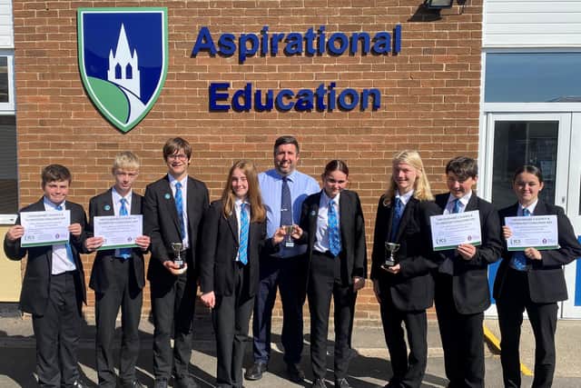Louth Academy principal Philip Dickinson with the winners of the STEM challenge.