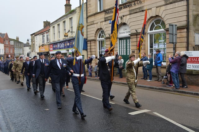 The Royal British Legion standard was flagged by the town's army and air cadets