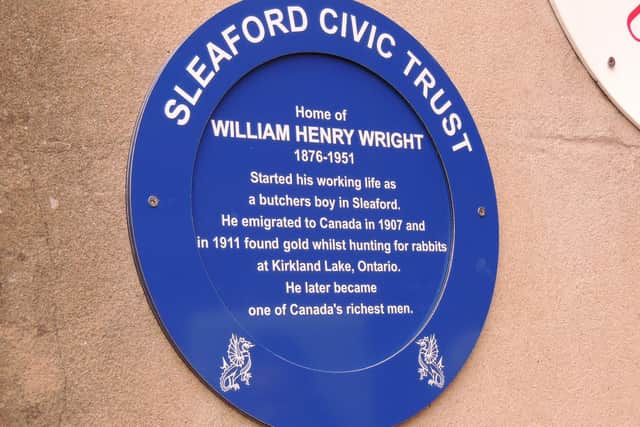 The plaque to one of Canada's richest men, born in Sleaford.