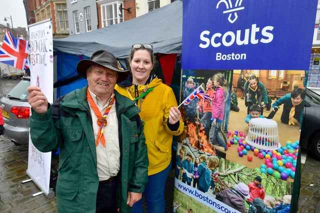Party in the Market Place: Dave May, Deputy District Commissioner, and Andrea Morrison of 3rd Boston Scouts.