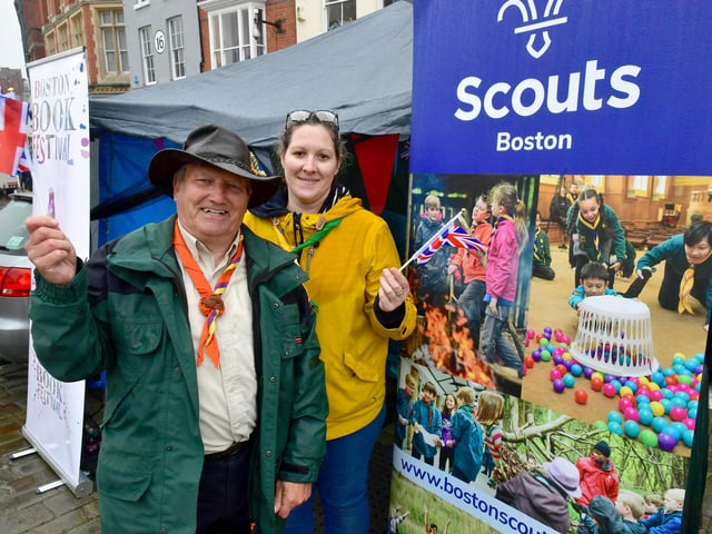 Party in the Market Place: Dave May, Deputy District Commissioner, and Andrea Morrison of 3rd Boston Scouts.