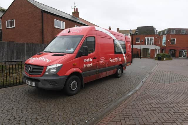 A mobile post office branch.