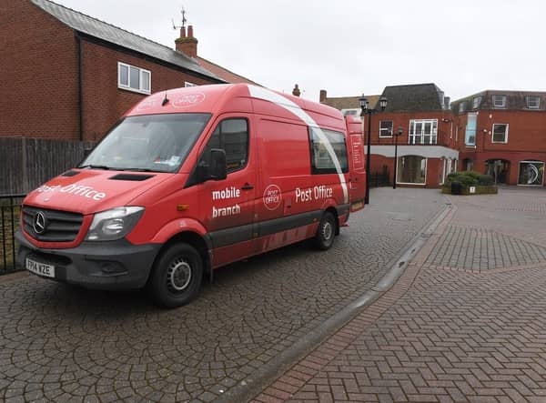 A mobile post office branch.