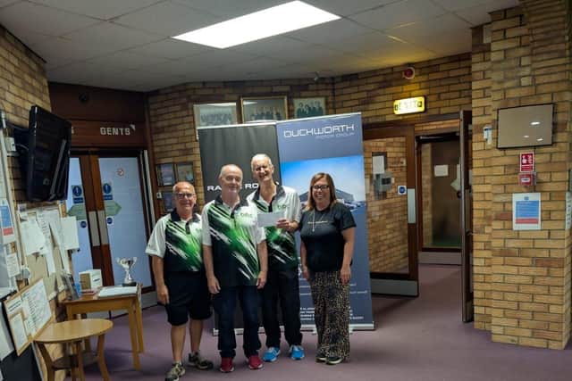 Runners-up Wayne Smith and Richard Allam with Mark Brown (L) and Tanya Whitmore-Brown (R)