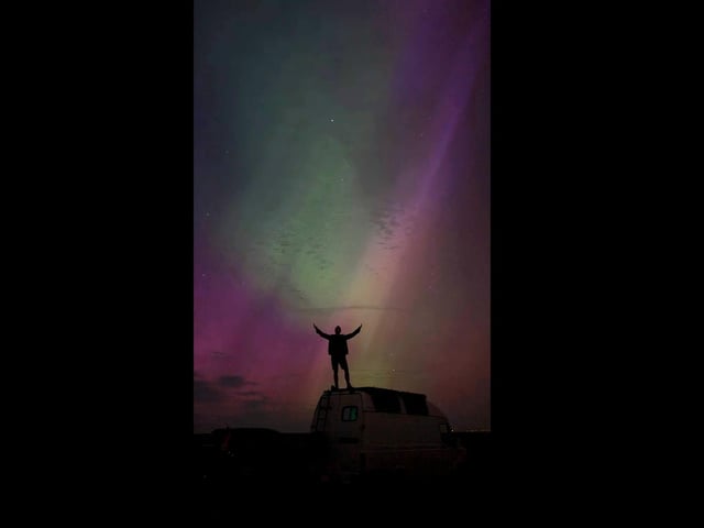 Matt Hubbert provided this photograph of him on his van in Freiston's Sea Lane.