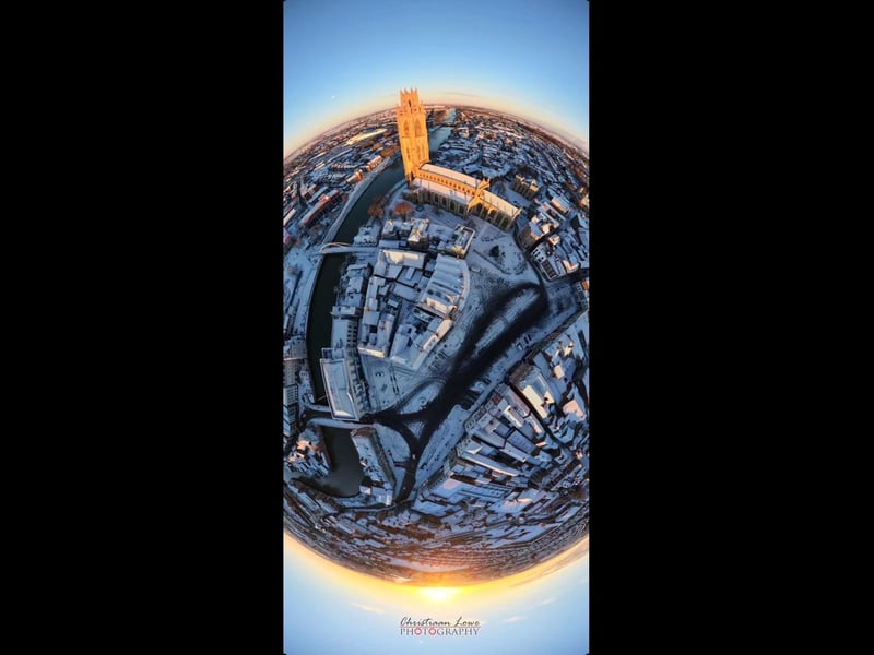 A 'tiny planet' photo of Boston in the snow from Christiaan Lowe.