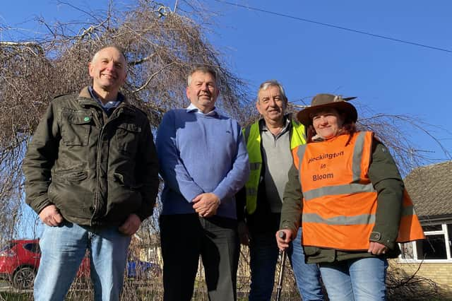 Biodiversity set to bloom in Heckington. Coun Richard Wright with representatives of Heckington in Bloom and Trees for Heckington.