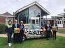 Trudie McCarthy, ambassador for The OddBalls Foundation, with pupils from Somercotes Academy.