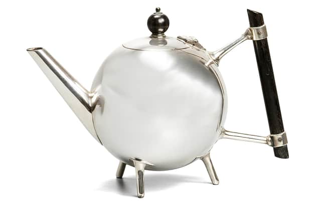 A silver plate tea pot by Christopher Dresser from 1885 for Elkington & Co. (Private Collection piece)