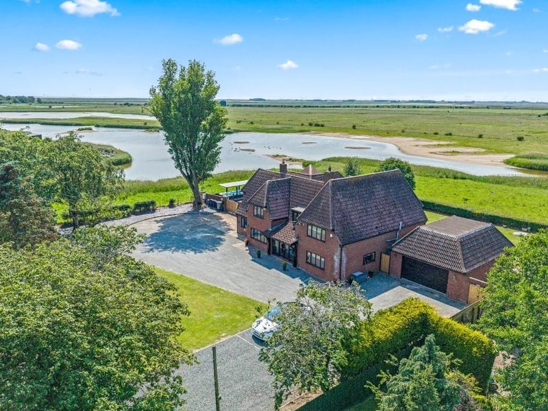 An aerial view of the home.