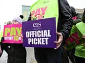 EIS Union teachers on the picket line (Pic: John Devlin)