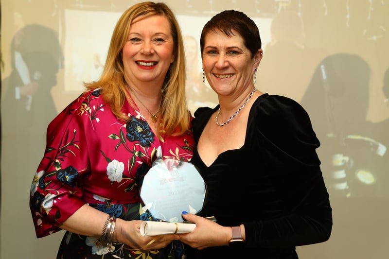 Annemarie Markham (left), of Oakdene Care Home (Sleaford) won the Behind the Scenes award, pictured with Michele Jolly.