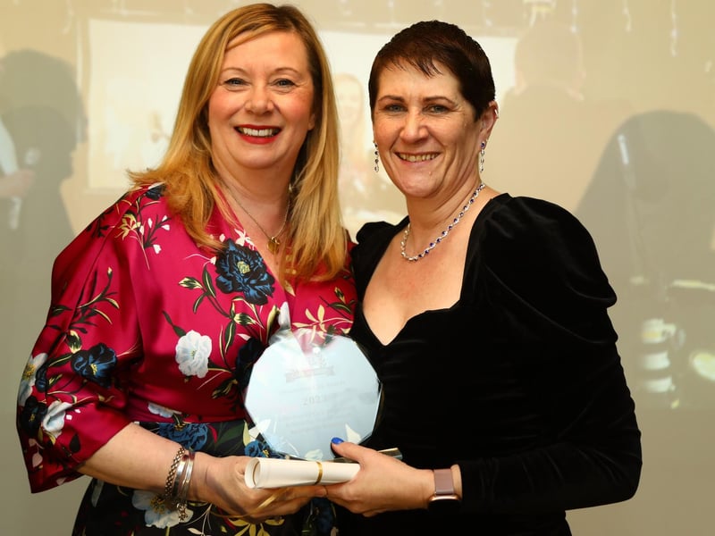 Annemarie Markham (left), of Oakdene Care Home (Sleaford) won the Behind the Scenes award, pictured with Michele Jolly.