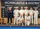 Seven of the eight home Denny Plate team. Umpire Les Smith, team members (l-r) Norman Burton, Keith Jackman, Mark Burn, Chris Parker, Brent Rickard. (Kneeling l-r) Paul Bark and John Rapley.