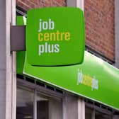 A view of the signs on the Jobcentre Plus office in Lisson Grove, north west London.