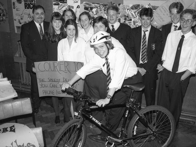 Boston High and Grammar school pupils in Group 10, working with advisor Andy Macgregor (far left) on a bicycle courier project.