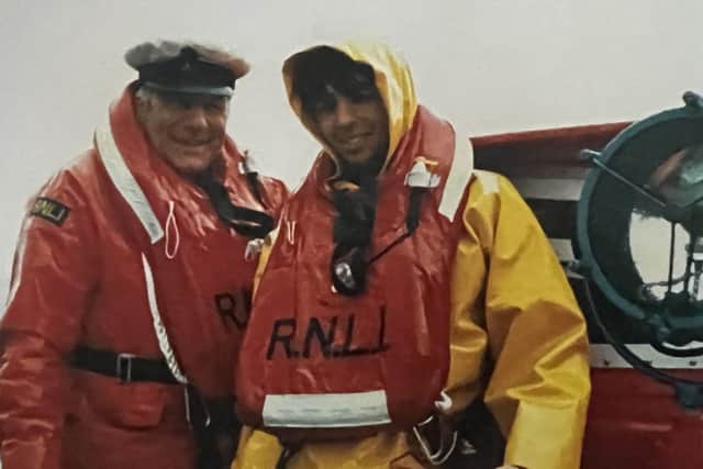 Trevor with his late father, Coxswain Ken Holland BEM.
