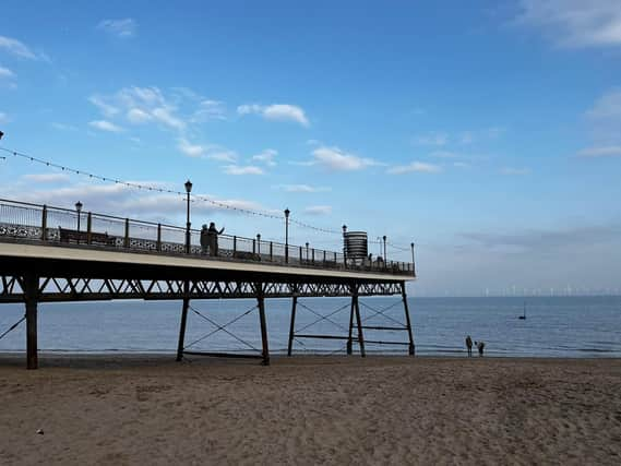 The mini turbine at the end of Skegness Pier.