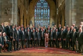 Louth Male Voice Choir pictured in a concert hosted by Queen Elizabeth's Grammar School in Horncastle with one of its pupils, Shivani Jansari, who won the young musician of the year title in 2019.