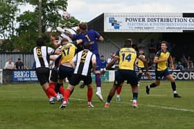 Action from Brigg's home clash with Scunthorpe United last weekend. Photo: Anna Backstrom/BTFC.